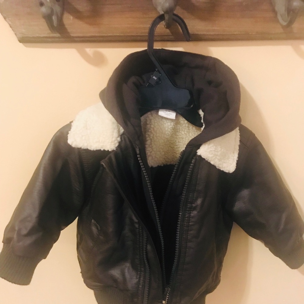 Faux Leather Bomber Jacket (12mos Baby Boy)